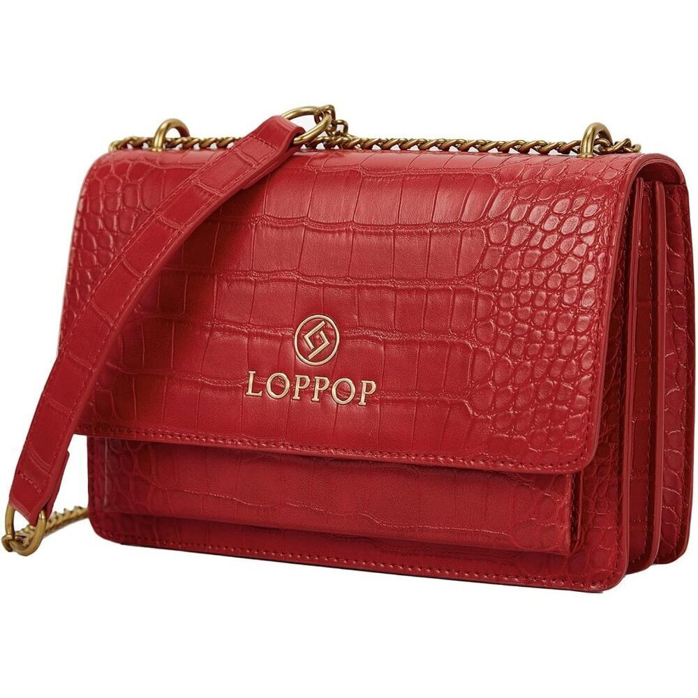 LL LOPPOP Small Classy Leather Crossbody Purse Top Handle Satchel Handbag Red